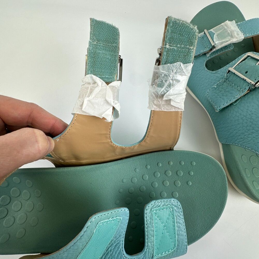 Vionic Albie Sandal Slingback Buckles Teal Blue Leather Comfort Womens 8.5 Wide - Picture 14 of 16